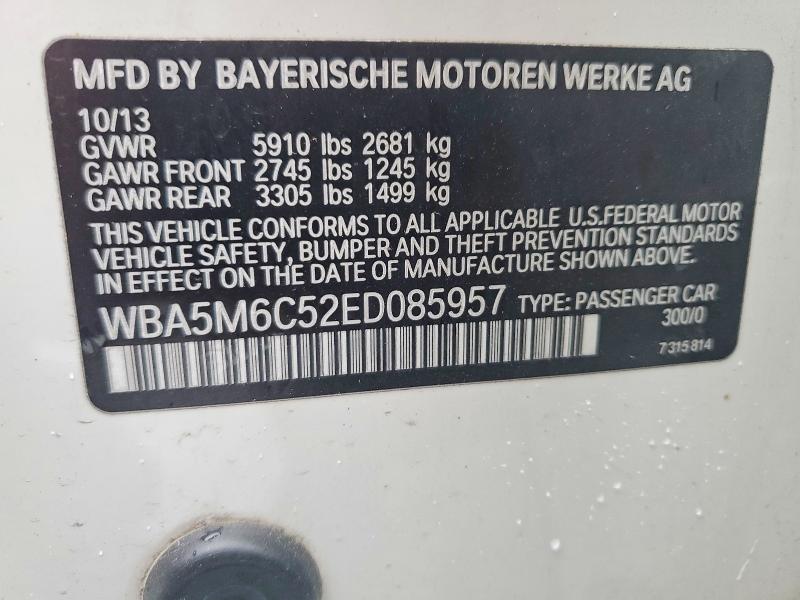 Продажа на аукционе авто 2014 Bmw 550, vin: WBA5M6C52ED085957, номер лота: 47551946