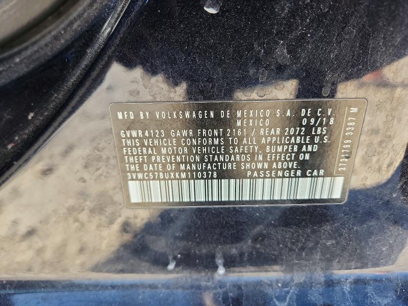 Продаж на аукціоні авто 2019 Volkswagen Jetta, vin: 3VWC57BUXKM110378, номер лоту: 46034626