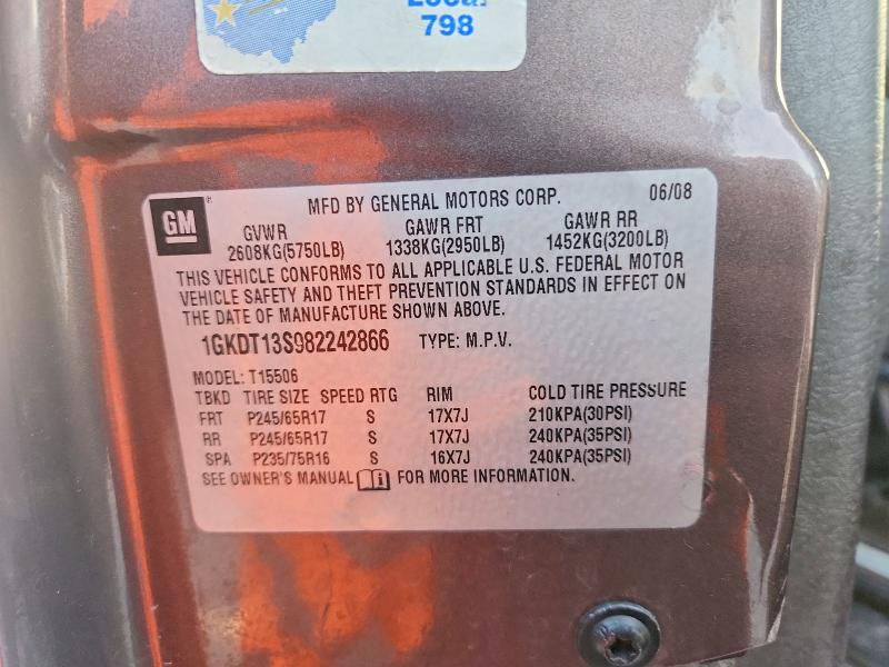 Продаж на аукціоні авто 2008 Gmc Envoy, vin: 1GKDT13S982242866, номер лоту: 45587366