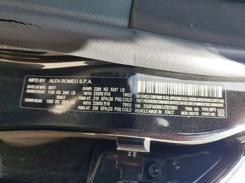 2018 Alfa Romeo Stelvio მანქანა იყიდება აუქციონზე, vin: ZASFAKNN1J7B72951, აუქციონის ნომერი: 47889376
