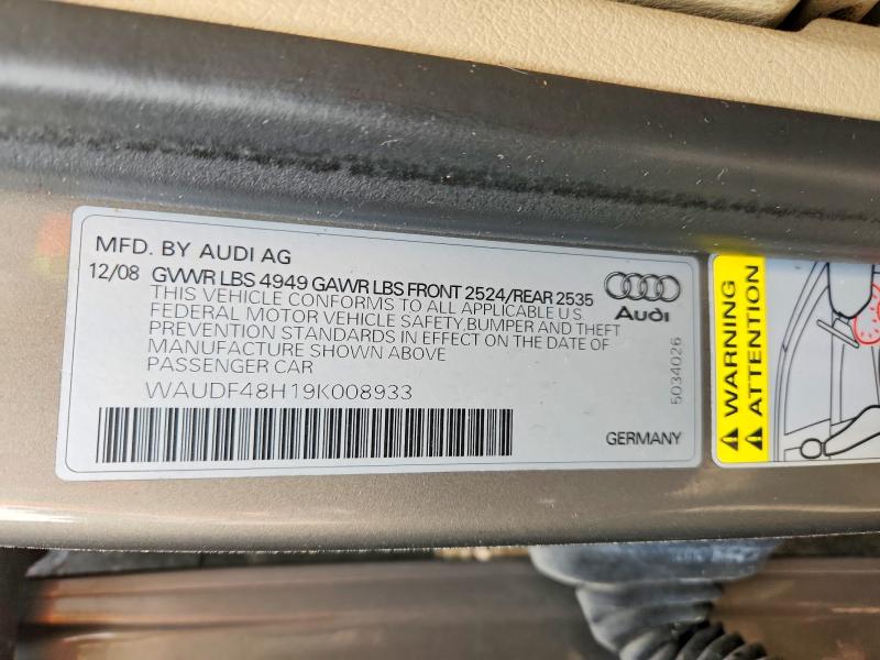 2009 Audi A4 მანქანა იყიდება აუქციონზე, vin: WAUDF48H19K008933, აუქციონის ნომერი: 47060496