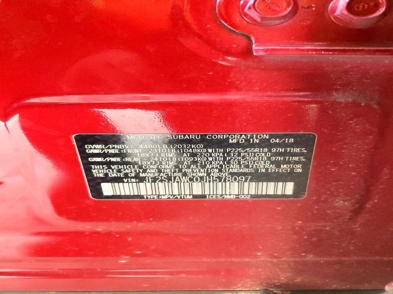 2018 Subaru Forester მანქანა იყიდება აუქციონზე, vin: JF2SJAWC0JH578097, აუქციონის ნომერი: 46992676