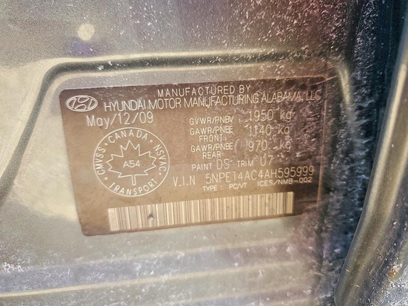 2010 Hyundai Sonata მანქანა იყიდება აუქციონზე, vin: 5NPET4AC4AH595999, აუქციონის ნომერი: 46409066