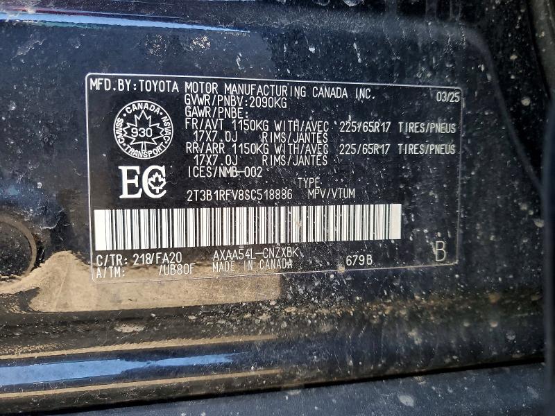 2025 Toyota Rav4 მანქანა იყიდება აუქციონზე, vin: 2T3B1RFV8SC518886, აუქციონის ნომერი: 45916246