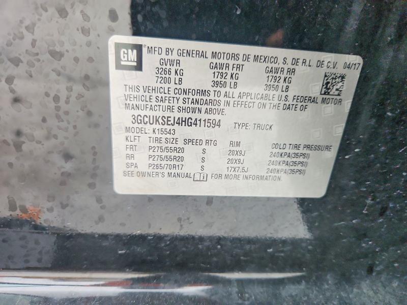 Продаж на аукціоні авто 2017 Chevrolet Silverado, vin: 3GCUKSEJ4HG411594, номер лоту: 79461515