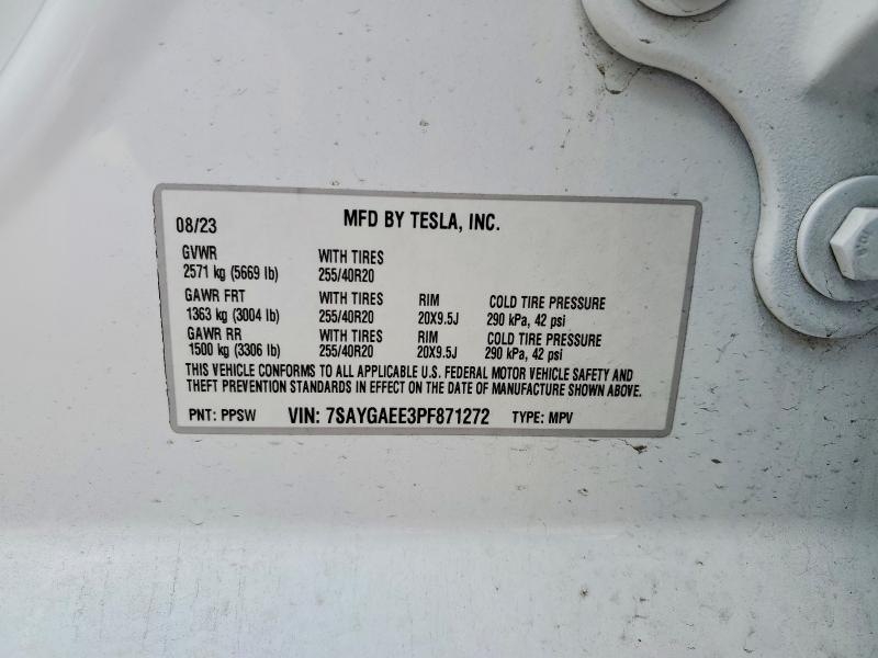 41969236 :رقم المزاد ، 7SAYGAEE3PF871272 vin ، 2023 Tesla Model Y مزاد بيع