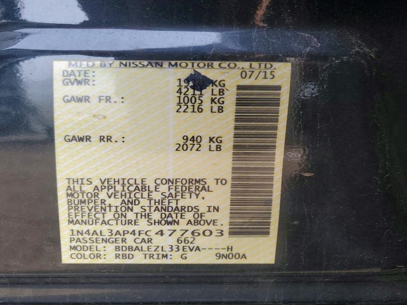 Aukcja sprzedaży 2015 Nissan Altima, vin: 1N4AL3AP4FC477603, numer aukcji: 47972936