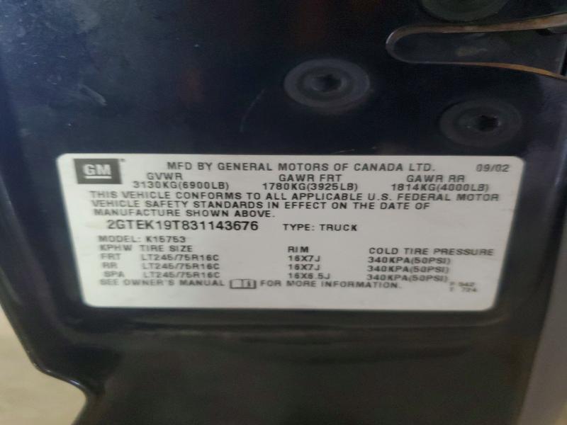 Aukcja sprzedaży 2003 Gmc New Sierra, vin: 2GTEK19T831143676, numer aukcji: 79051785