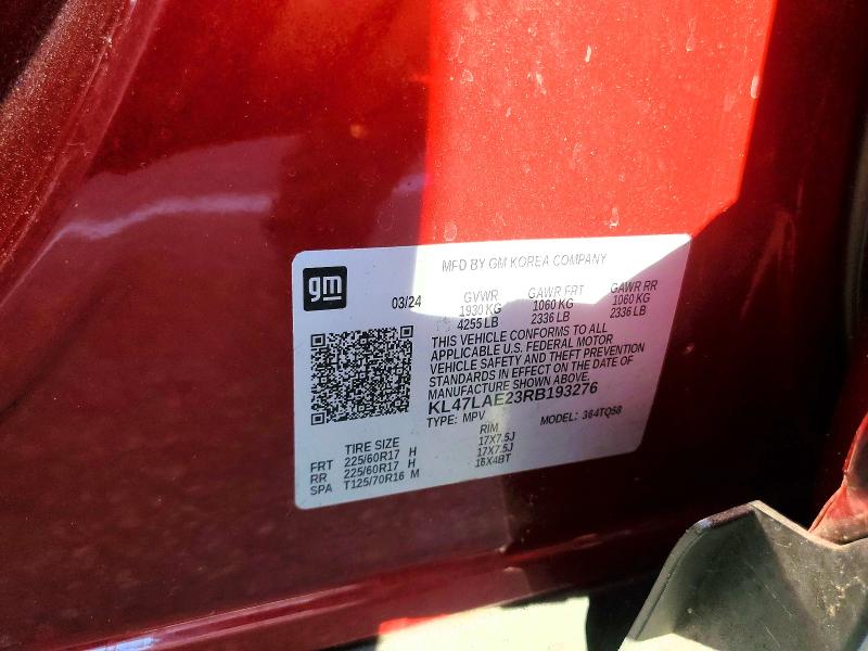 2024 Buick Envista მანქანა იყიდება აუქციონზე, vin: KL47LAE23RB193276, აუქციონის ნომერი: 41695436