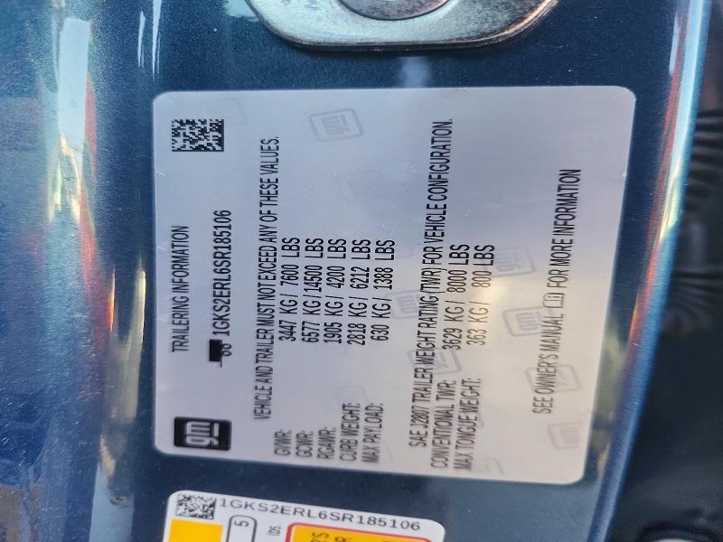 Aukcja sprzedaży 2025 Gmc Yukon, vin: 1GKS2ERL6SR185106, numer aukcji: 78519125