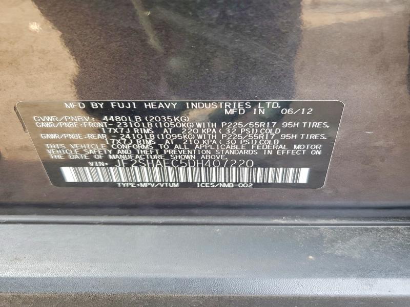 47405956 :رقم المزاد ، JF2SHAEC5DH407220 vin ، 2013 Subaru Forester مزاد بيع