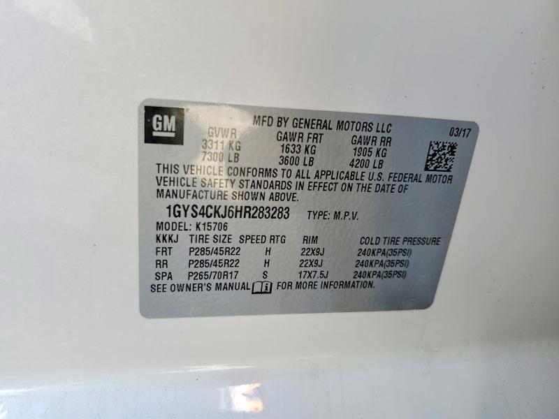 41979466 :رقم المزاد ، 1GYS4CKJ6HR283283 vin ، 2017 Cadillac Escalade مزاد بيع