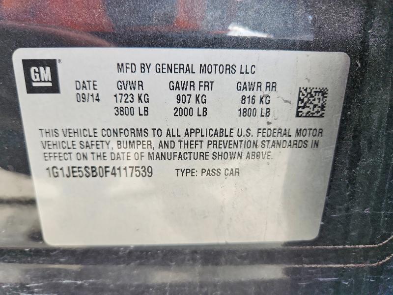 79957495 :رقم المزاد ، 1G1JE5SB0F4117539 vin ، 2015 Chevrolet Sonic مزاد بيع