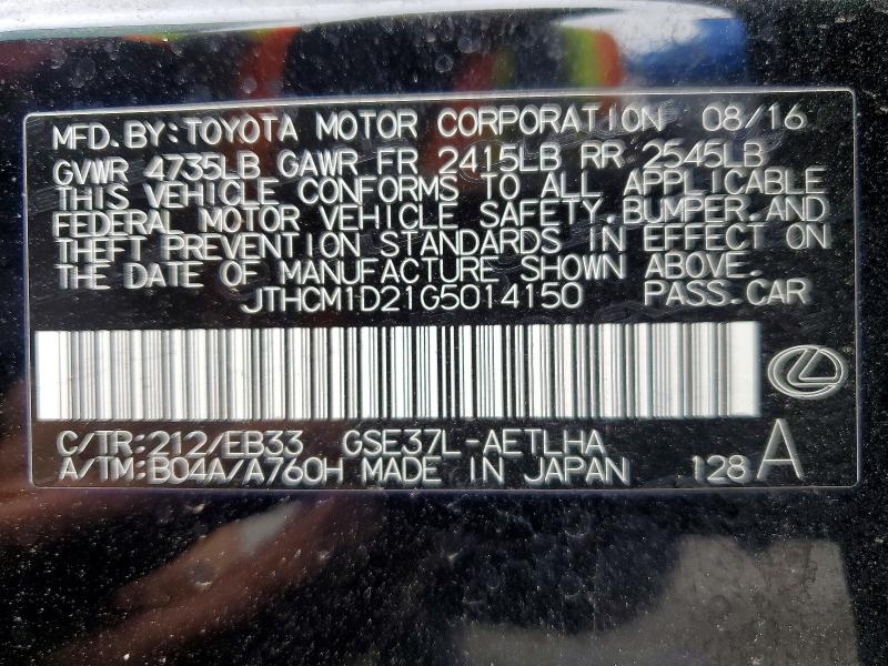 Aukcja sprzedaży 2016 Lexus Is 300, vin: JTHCM1D21G5014150, numer aukcji: 46004616