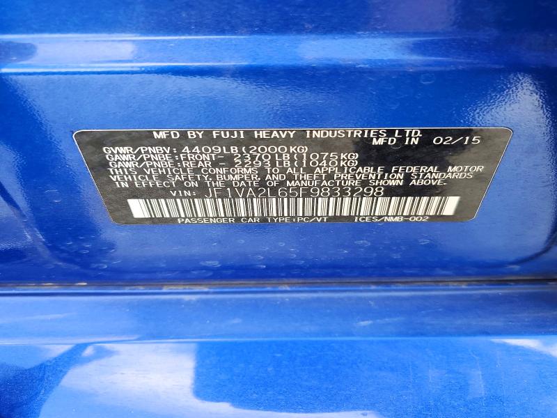 Aukcja sprzedaży 2015 Subaru Wrx, vin: JF1VA2L65F9833298, numer aukcji: 79667355