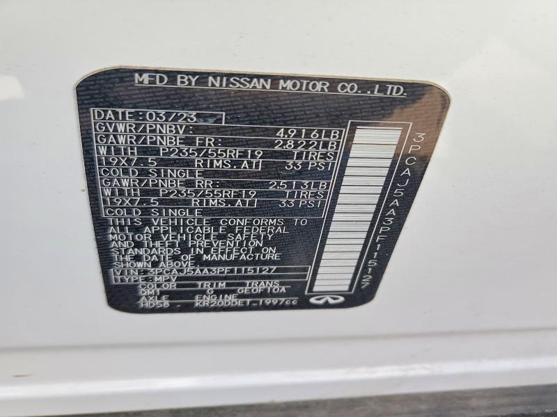Aukcja sprzedaży 2023 Infiniti Qx50, vin: 3PCAJ5AA3PF115127, numer aukcji: 79633075