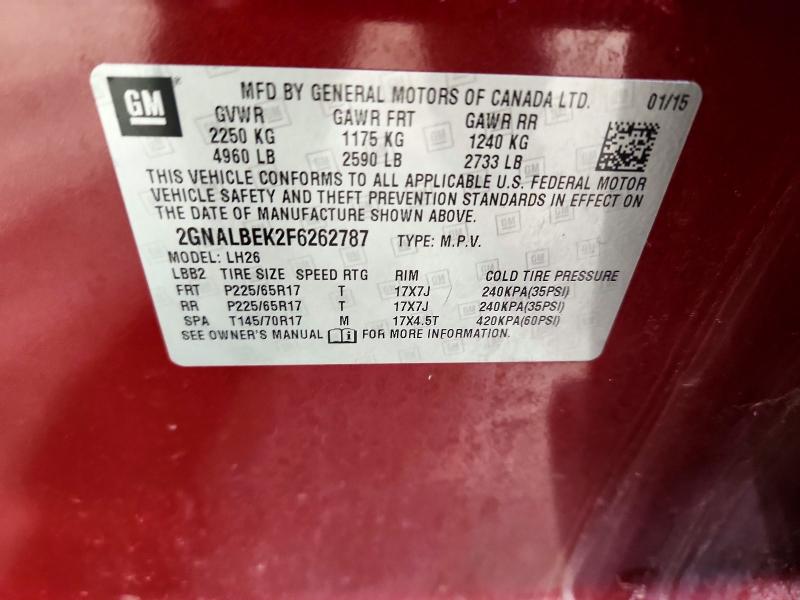 Продажа на аукционе авто 2015 Chevrolet Equinox, vin: 2GNALBEK2F6262787, номер лота: 79689205