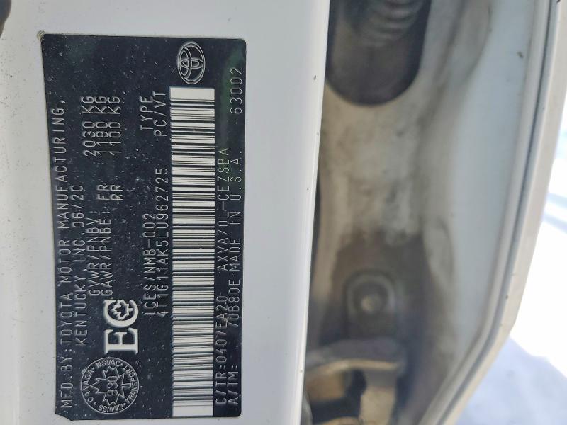 Aukcja sprzedaży 2020 Toyota Camry, vin: 4T1G11AK5LU962725, numer aukcji: 78451375