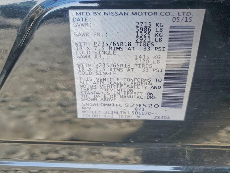 2015 Infiniti Qx60 მანქანა იყიდება აუქციონზე, vin: 5N1AL0MM1FC529520, აუქციონის ნომერი: 46776806