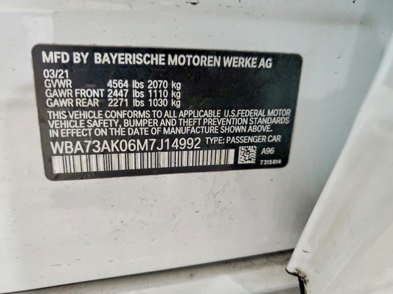 2021 Bmw 228xi მანქანა იყიდება აუქციონზე, vin: WBA73AK06M7J14992, აუქციონის ნომერი: 79967115
