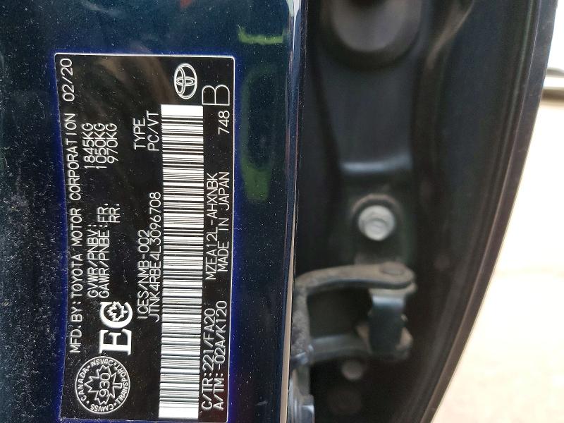 47058316 :رقم المزاد ، JTNK4RBE4L3096708 vin ، 2020 Toyota Corolla Hatchback مزاد بيع