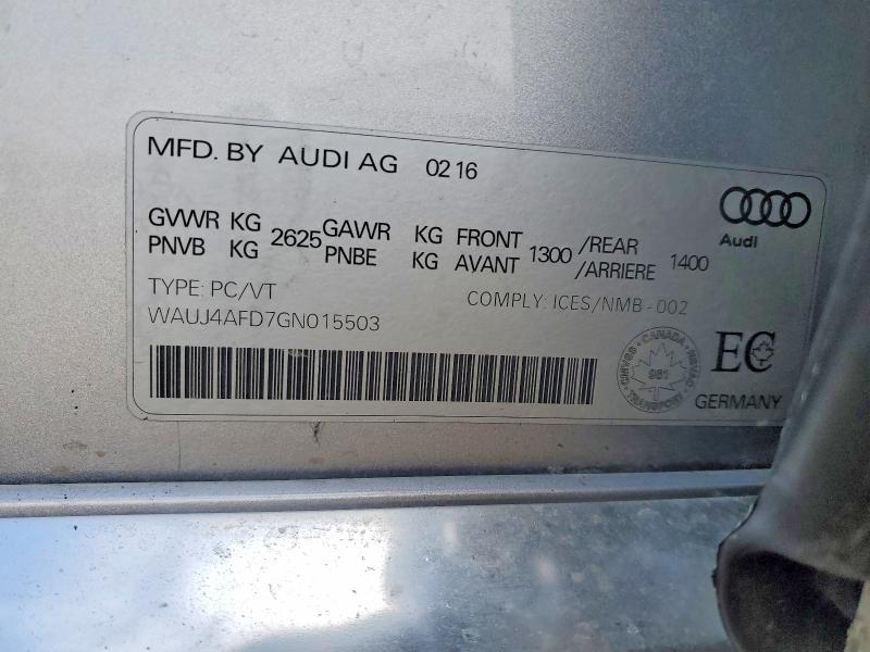 46485626 :رقم المزاد ، WAUJ4AFD7GN015503 vin ، 2016 Audi A8 مزاد بيع