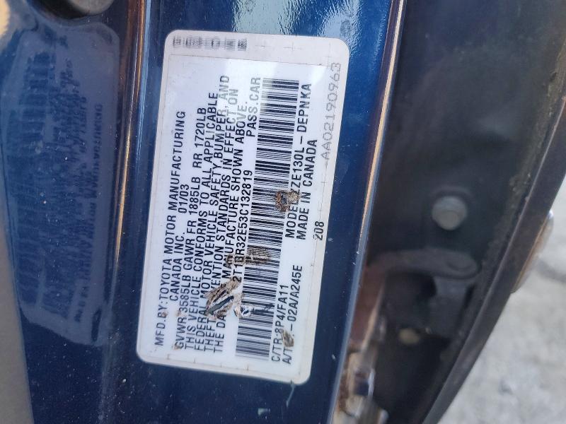 Продажа на аукционе авто 2003 Toyota Corolla, vin: 2T1BR32E53C132819, номер лота: 79524955
