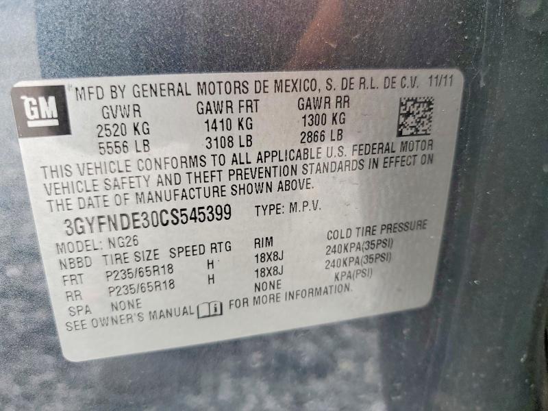 Aukcja sprzedaży 2012 Cadillac Srx, vin: 3GYFNDE30CS545399, numer aukcji: 79580365