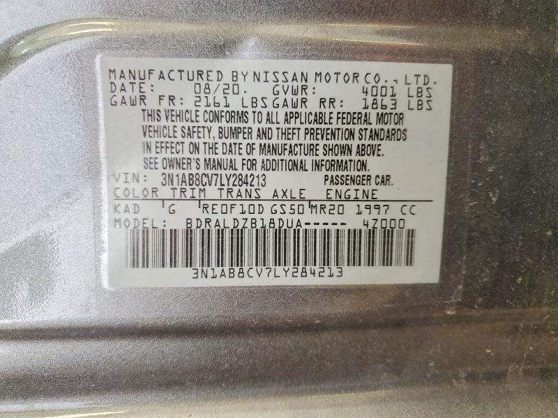 47896486 :رقم المزاد ، 3N1AB8CV7LY284213 vin ، 2020 Nissan Sentra مزاد بيع