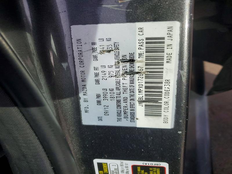 47476646 :رقم المزاد ، JM1BL1MPXD1726767 vin ، 2013 Mazda 3 مزاد بيع