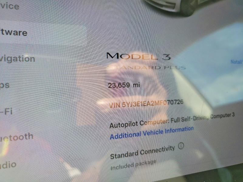 2021 Tesla Model 3 მანქანა იყიდება აუქციონზე, vin: 5YJ3E1EA2MF070726, აუქციონის ნომერი: 45846296