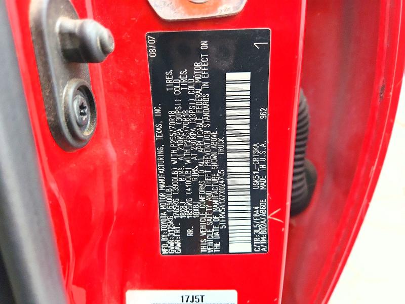 Aukcja sprzedaży 2007 Toyota Tundra, vin: 5TFRV541X7X024705, numer aukcji: 47164956