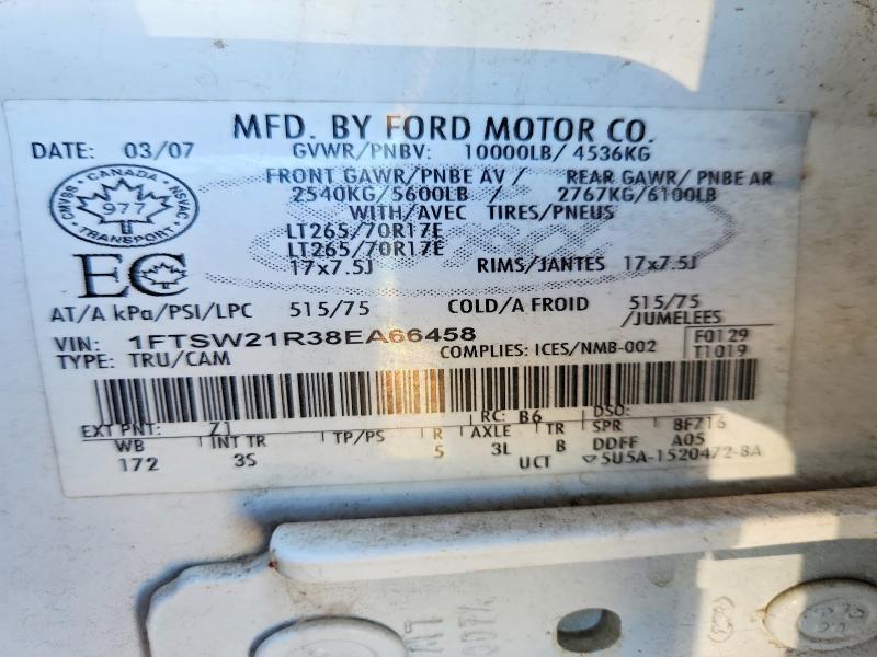 Aukcja sprzedaży 2008 Ford F250, vin: 1FTSW21R38EA66458, numer aukcji: 45486006