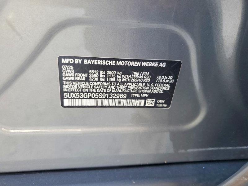 47287996 :رقم المزاد ، 5UX53GP05S9132969 vin ، 2025 Bmw X3 مزاد بيع