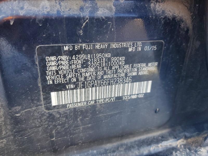 Aukcja sprzedaży 2015 Subaru Impreza, vin: JF1GPAY66FH238346, numer aukcji: 47104206