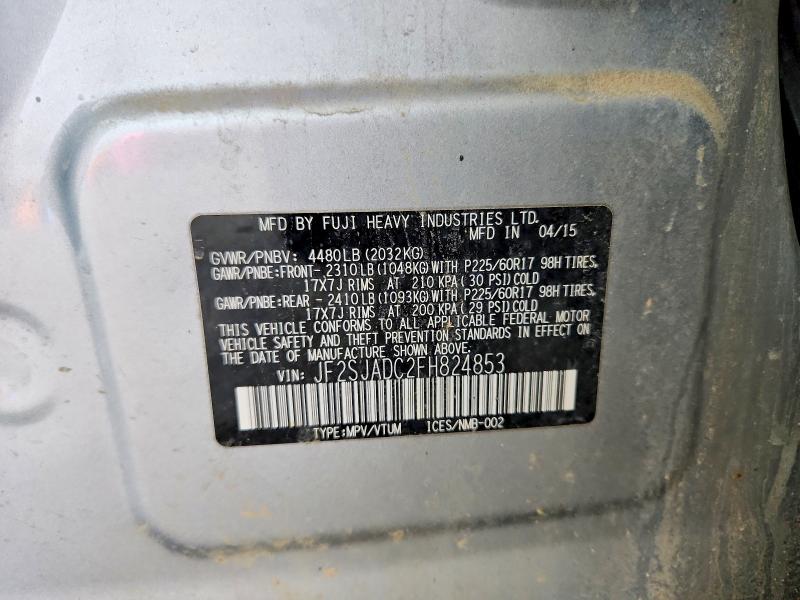 Продаж на аукціоні авто 2015 Subaru Forester, vin: JF2SJADC2FH824853, номер лоту: 45468416