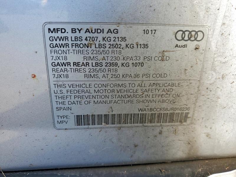 Продажа на аукционе авто 2018 Audi Q3, vin: WA1BCCFS6JR016236, номер лота: 47181696