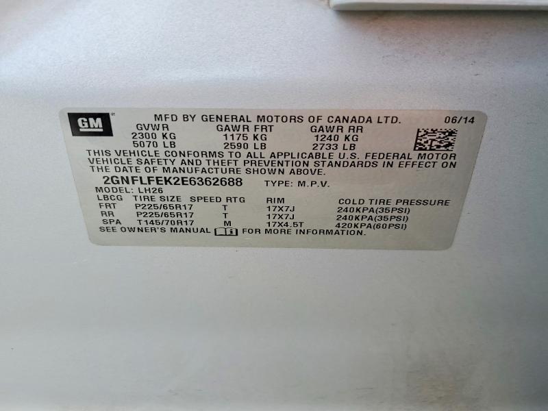 2014 Chevrolet Equinox მანქანა იყიდება აუქციონზე, vin: 2GNFLFEK2E6362688, აუქციონის ნომერი: 46864586