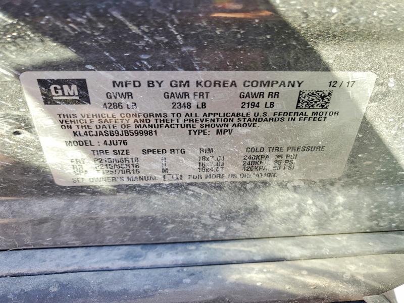 Aukcja sprzedaży 2018 Buick Encore, vin: KL4CJASB9JB599981, numer aukcji: 45953776