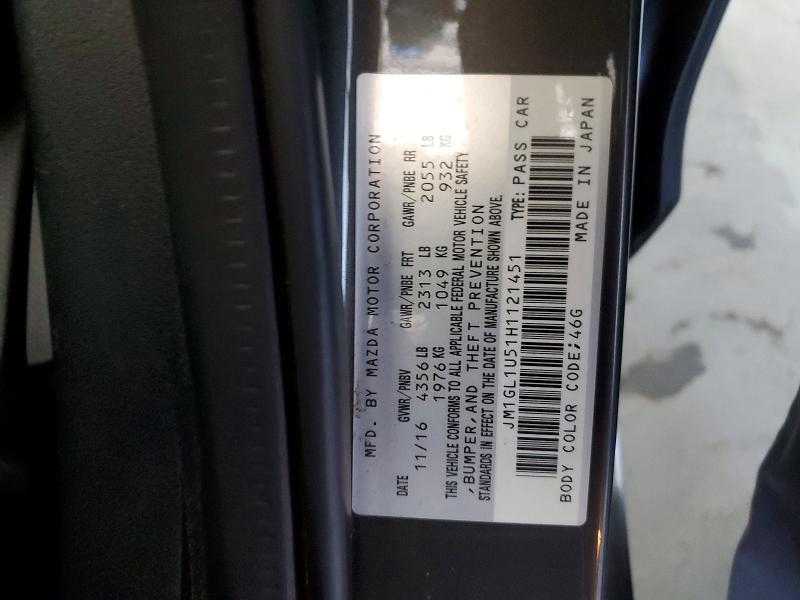 Продажа на аукционе авто 2017 Mazda 6, vin: JM1GL1U51H1121451, номер лота: 46707086