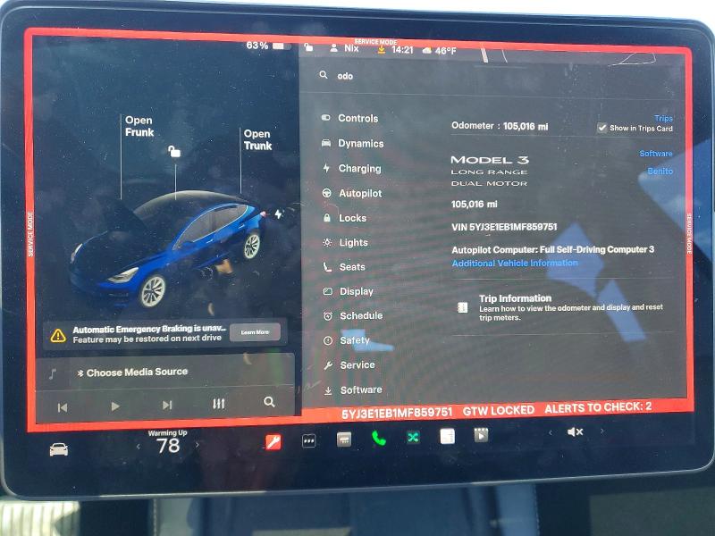 Продажа на аукционе авто 2021 Tesla Model 3, vin: 5YJ3E1EB1MF859751, номер лота: 45503646