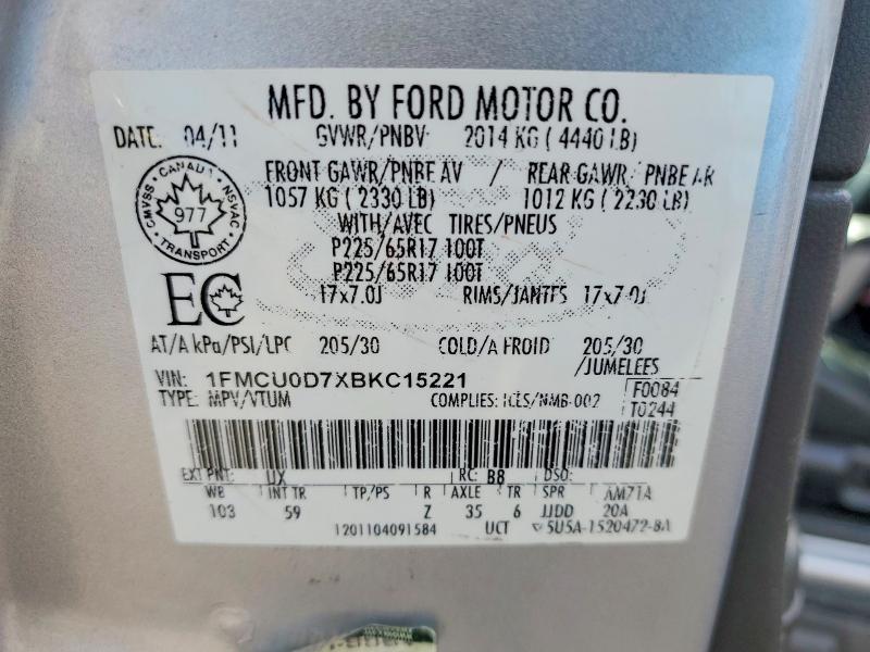 Продаж на аукціоні авто 2011 Ford Escape, vin: 1FMCU0D7XBKC15221, номер лоту: 79793405