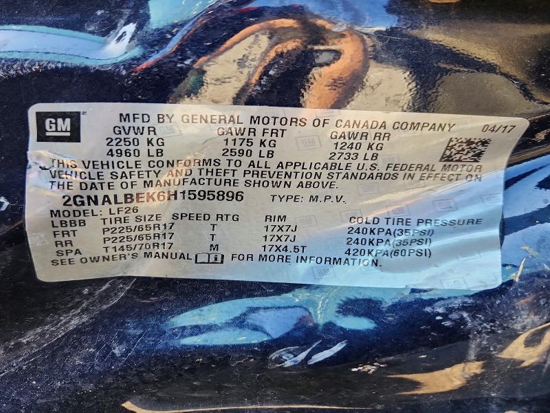 41717846 :رقم المزاد ، 2GNALBEK6H1595896 vin ، 2017 Chevrolet Equinox مزاد بيع