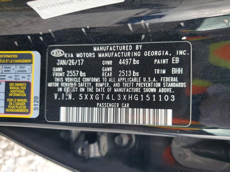 Auction sale of the 2017 Kia Optima, vin: 5XXGT4L3XHG151103, lot number: 79932725