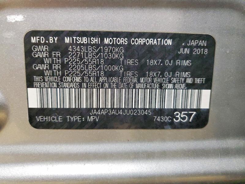 Продажа на аукционе авто 2018 Mitsubishi Outlander Sport, vin: JA4AP3AU4JU023045, номер лота: 46557086
