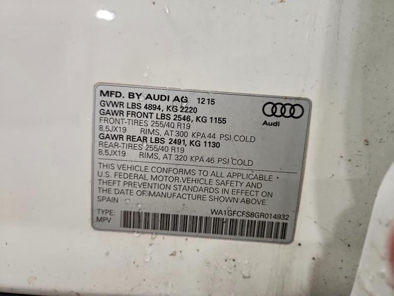 Продаж на аукціоні авто 2016 Audi Q3, vin: WA1GFCFS8GR014932, номер лоту: 78595225