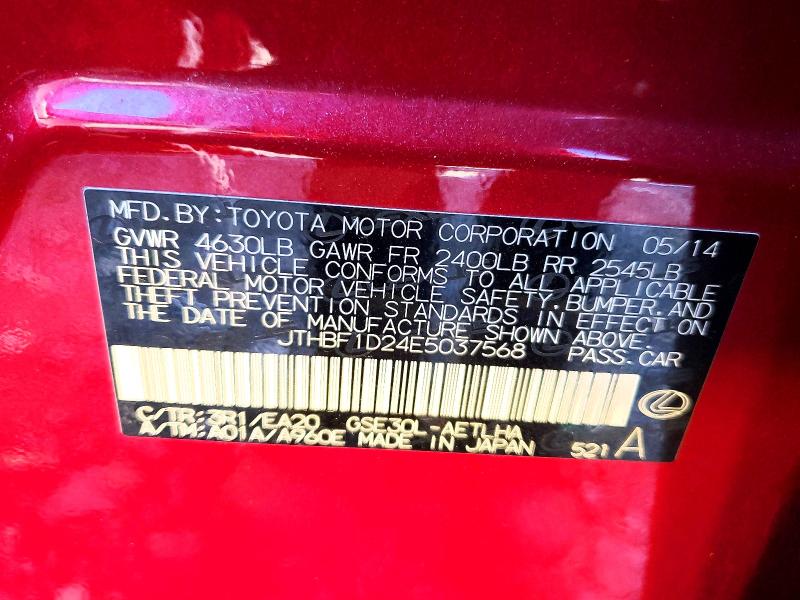 Aukcja sprzedaży 2014 Lexus Is 250, vin: JTHBF1D24E5037568, numer aukcji: 46404116