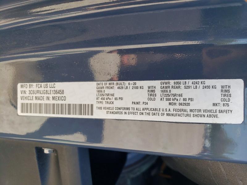 Продаж на аукціоні авто 2020 Ram Promaster 3500, vin: 3C6URVJG8LE136458, номер лоту: 77085725