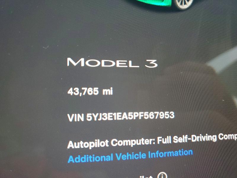 2023 Tesla Model 3 მანქანა იყიდება აუქციონზე, vin: 5YJ3E1EA5PF567953, აუქციონის ნომერი: 41793806