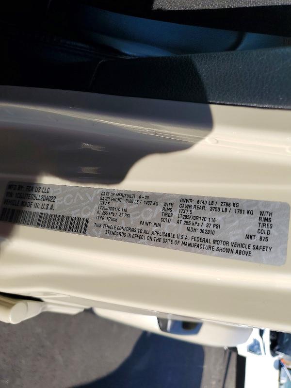 2020 Jeep Gladiator მანქანა იყიდება აუქციონზე, vin: 1C6JJTEG5LL204022, აუქციონის ნომერი: 47043986